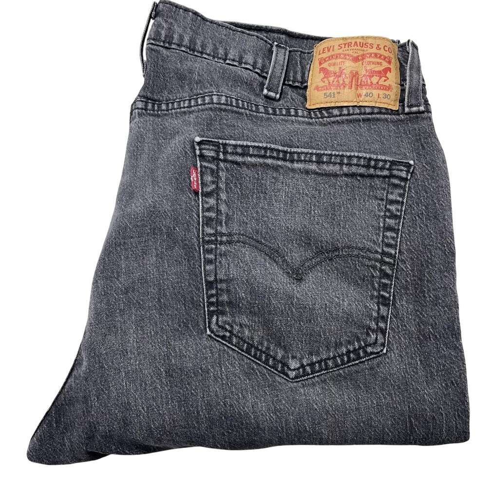 Levis 541 Jeans Mens 40x30 Charcoal Wash Athletic Tapered Stretch Denim Pants